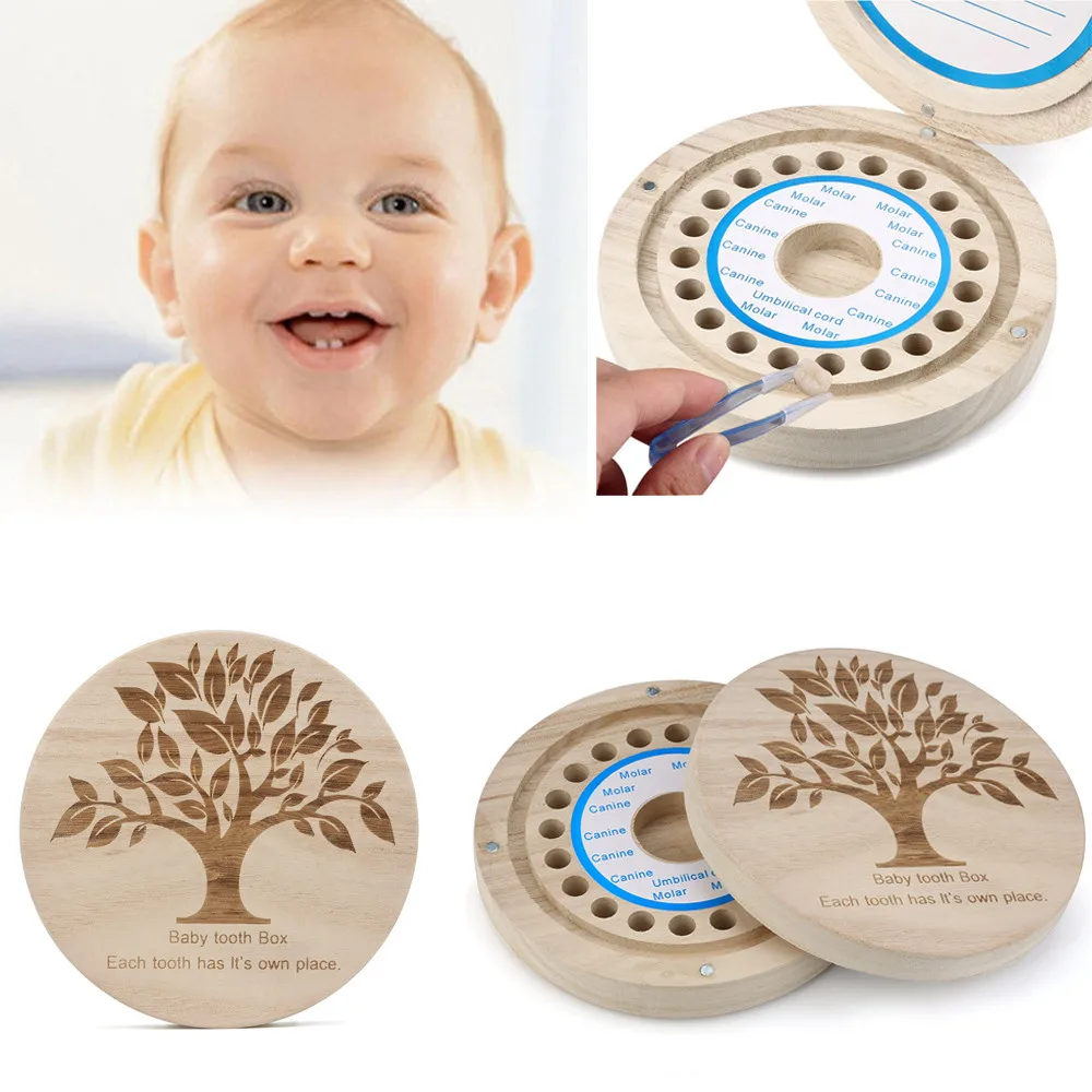 

New arrival Kids baby boy girl Tooth Box Organizer Baby Save Milk Teeth Wood Storage Box baby teething dentes de leite organizad