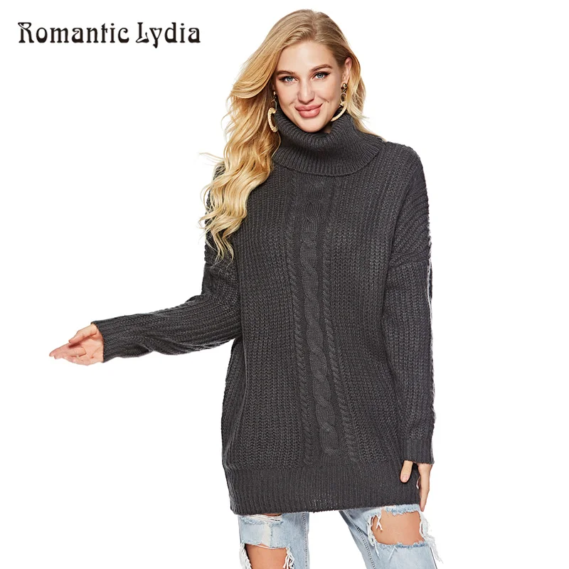 Long Turtleneck Sweaters Female Pullover Knitted Thick Full Sleeve