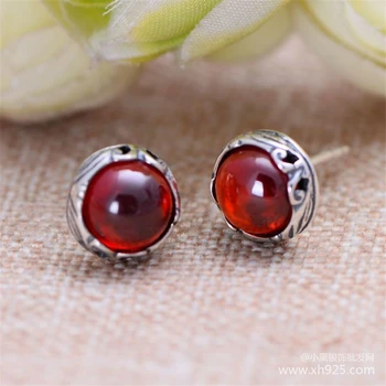 

Natural semi-precious stones women jewelry 925 sterling silver Garnet Earrings classical fashion female girlfriend gift