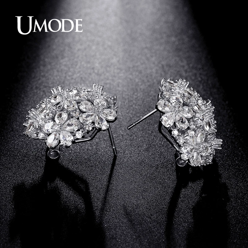 UMODE 4.5mmX3mm Pear Cut Cluster Cubic Zirconia French Clip Stud Earrings Jewelry for Women Fashion Wedding Brincos Gift UE0188B