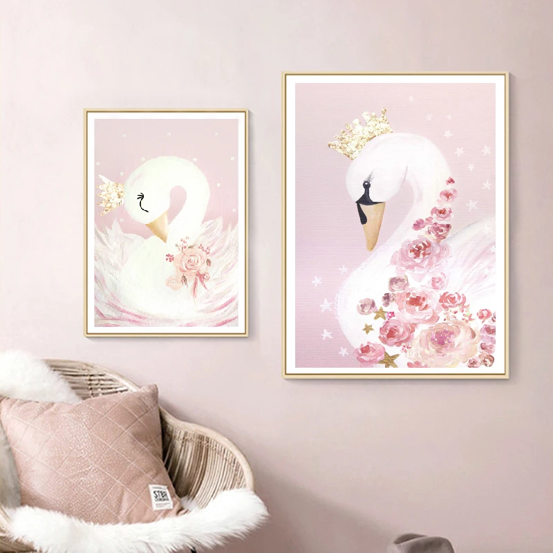 Swan Princess Canvas Art Print Nursery Decor