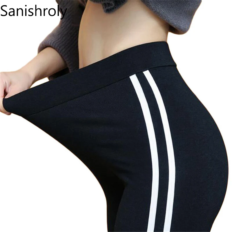 

Sanishroly 2018 Plus Size 6XL Leggins Women Workout Leggings Slim Elastic High Waist Side Striped Leggings Lady Black Pants S128