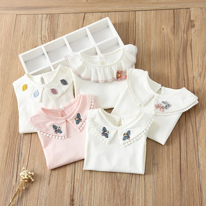 

2019 Autumn Winter Baby Girls Blouse Shirts Teenager School Girl Tops Cotton Lace Long Sleeve Kids Shirt Children Clothes 1-12Y