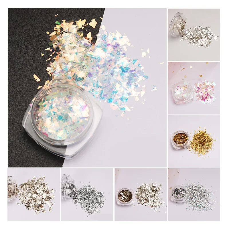 

1 Box Holographic Nail Sequins AB Color Nail Art Glitter Irregular Candy Nail Colors Manicure 3D Nail Art Decoration