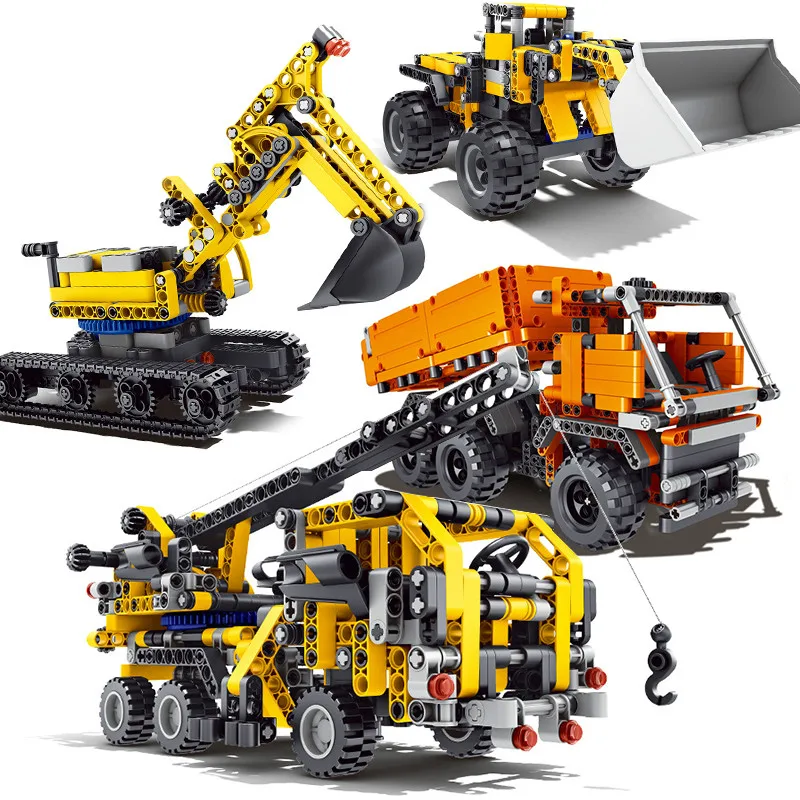 

Engineering Machine Wheel Crane Truck Crawler Excavator Building Blocks Compatible Legoings Technic Construction Vehicle Toys