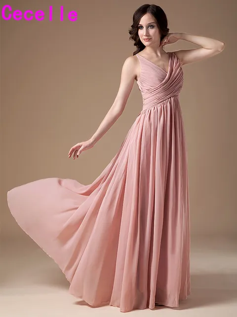 2017 Dusty Rose Long Bridesmaids Dresses V Neck Sleeveless Pleats 2017 Dusty Rose Long Bridesmaids Dresses V Neck Sleeveless Pleats Chiffon Floor Length Country Western Wedding