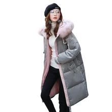 Высокое качество, зимняя женская куртка-пуховик на белом утином пуху, Модный золотой вельветовый длинный пуховик, парка, Толстая Женская теплая одежда с капюшоном