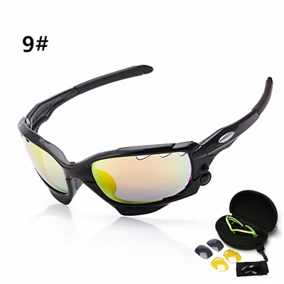 Очки для велоспорта, спортивные солнцезащитные очки для велоспорта для мужчин и женщин, UV400 Breaker, MTB, велосипедные очки, велосипедные очки, 3 линзы, поляризационные - Цвет: 9