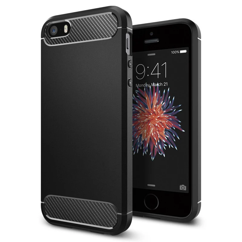 100 Original SGP Rugged Armor Carbon Fiber Textured Protective Case for iPhone SE 5s 5