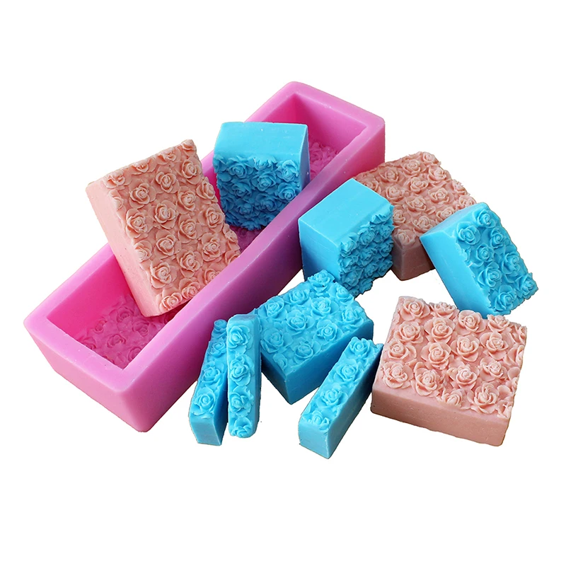 Nicole Silicone Soap Mold Embossed Rose Flower Decoration Handmade Loaf