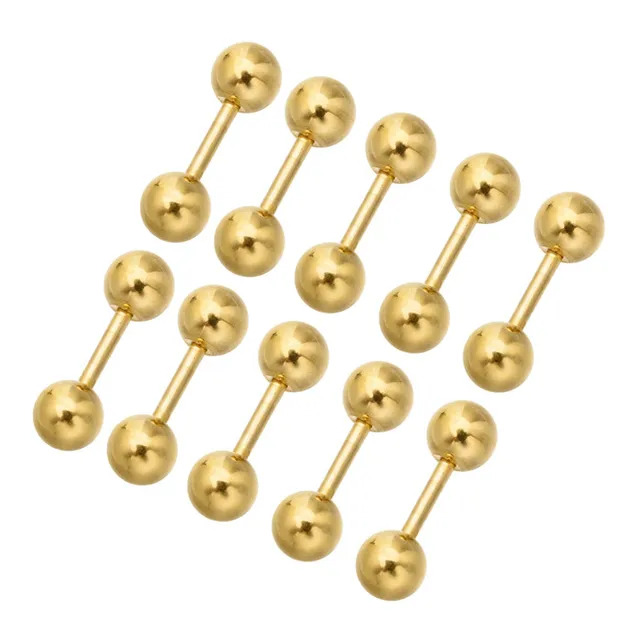 10pcs/lot Fashion Double Ball Screws Male Small Earrings Stainless