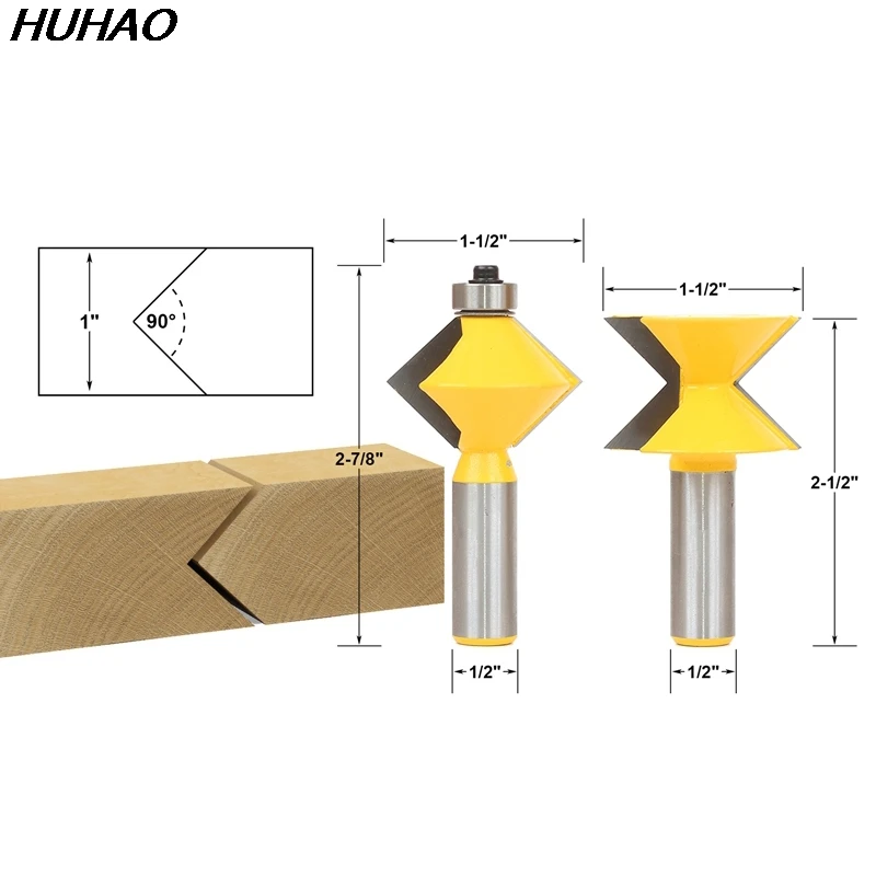 

2pcs/lot Edge Banding Router Bit Set V-Design Tongue & Groove - 1/2" Shank