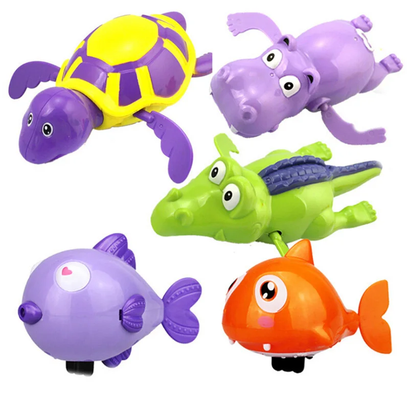 

Newborn Swimming Toys Cartoon Animal Tortoise Crocodile Baby Bath Toy Infant Swim Plastic Wind Up River Toys Kid Educational