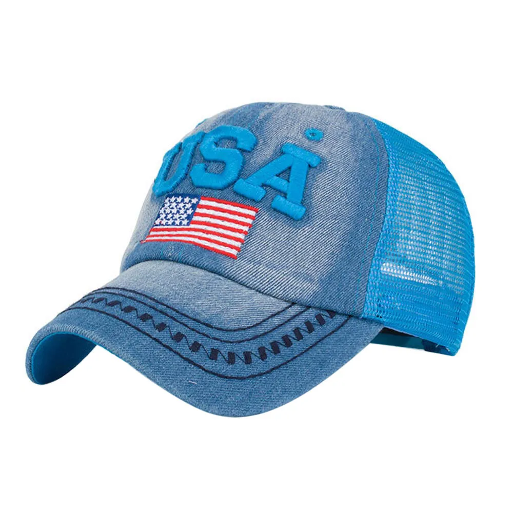 

Fashion women hat summer ponytail baseball cap Embroidery American Flag mesh Unisex Snapback Hip Hop Hat casquette femme sport