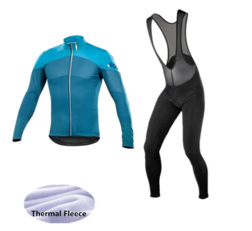 

2019 New Mavic Winter thermal fleece Cycling Clothes NW men's Jersey suit outdoor riding bike MTB clothing warm Bib Pants set
