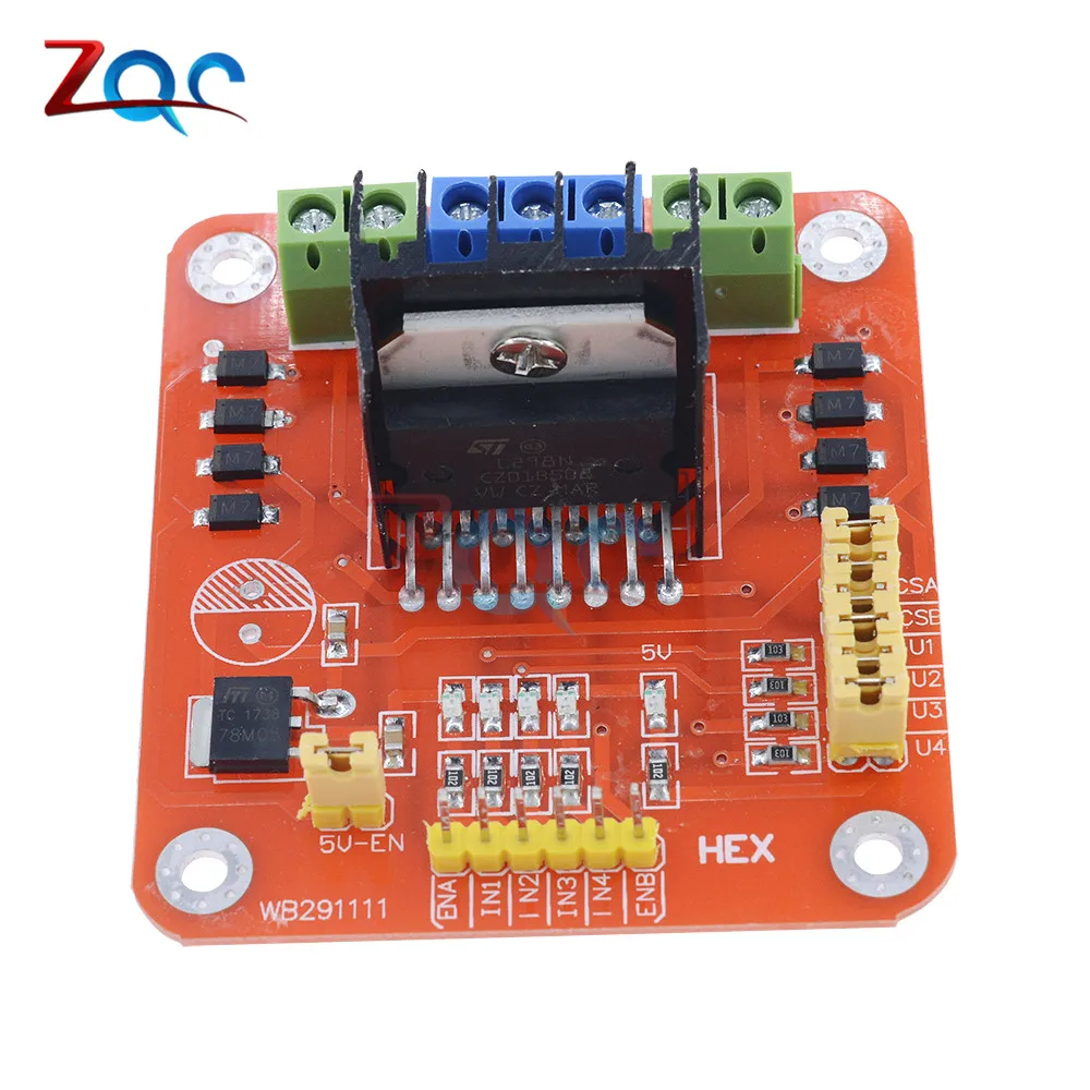Красный L298N DC драйвер двигателя Модуль шагового двигателя двойной H Мост Макс 20 Вт 2A/мост для Arduino