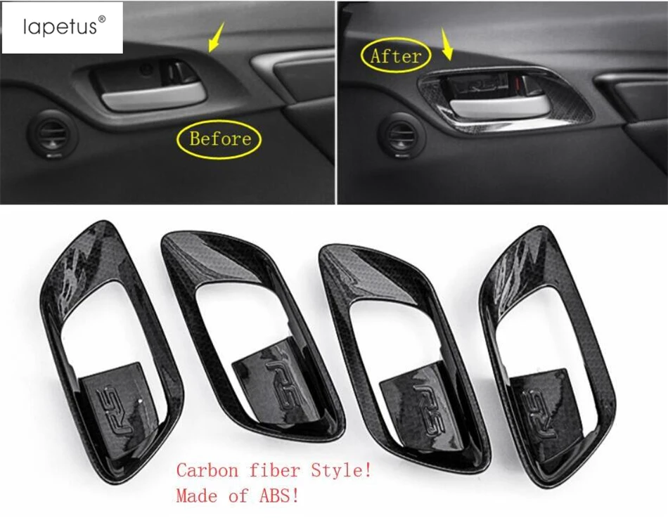 

Lapetus For Honda FIT Jazz 2014 2015 2016 2017 2018 Inner Door Full Doorknob Handle Bowl Molding Cover Kit Trim 4 Pcs / ABS