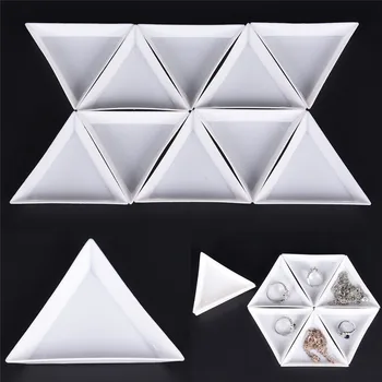 

10pcs/lot Environmental PP White Containers Triangle Plate For Jewelry Beads Organizer For Beads Display Plastic Tray Packaging