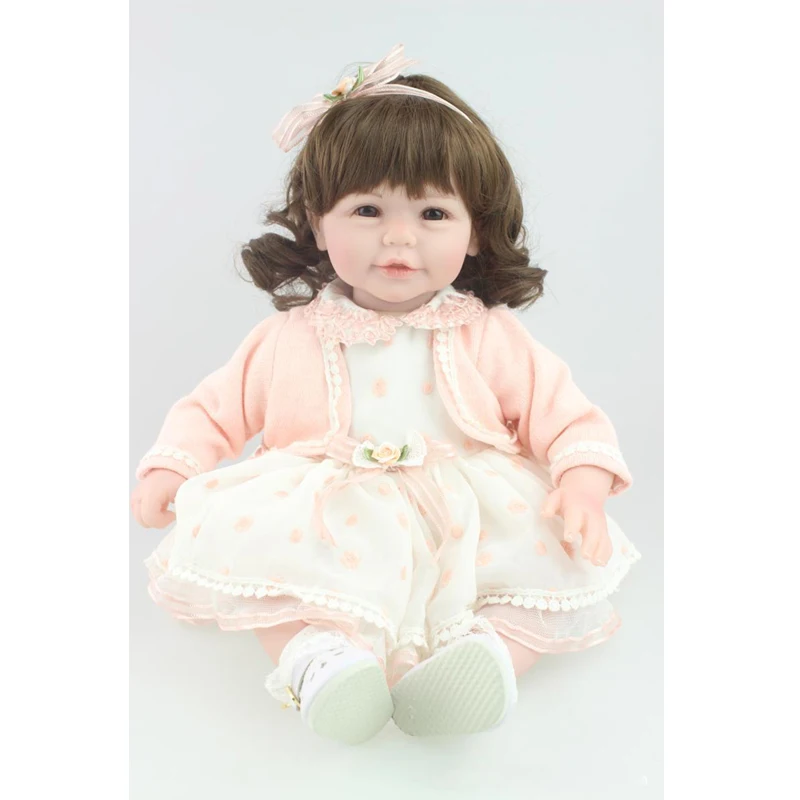 Npk 52 см новорожденных с плюшевые тела Kawaii длинные волосы девушка силиконовые baby