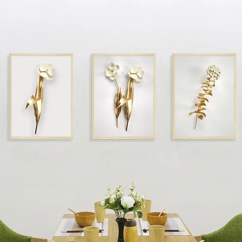 Рамка с имитацией 3D золотой белый цветок стикер на стену гостиная украшение для дивана декоративные обои настенные наклейки