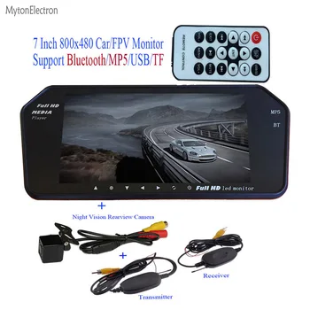 

Bluetooth MP5 TF USB 800*480 LCD FPV / Car Mirror Monitor 7 inch screen + Wireless Backup Night vision Rear Waterproof HD Camera