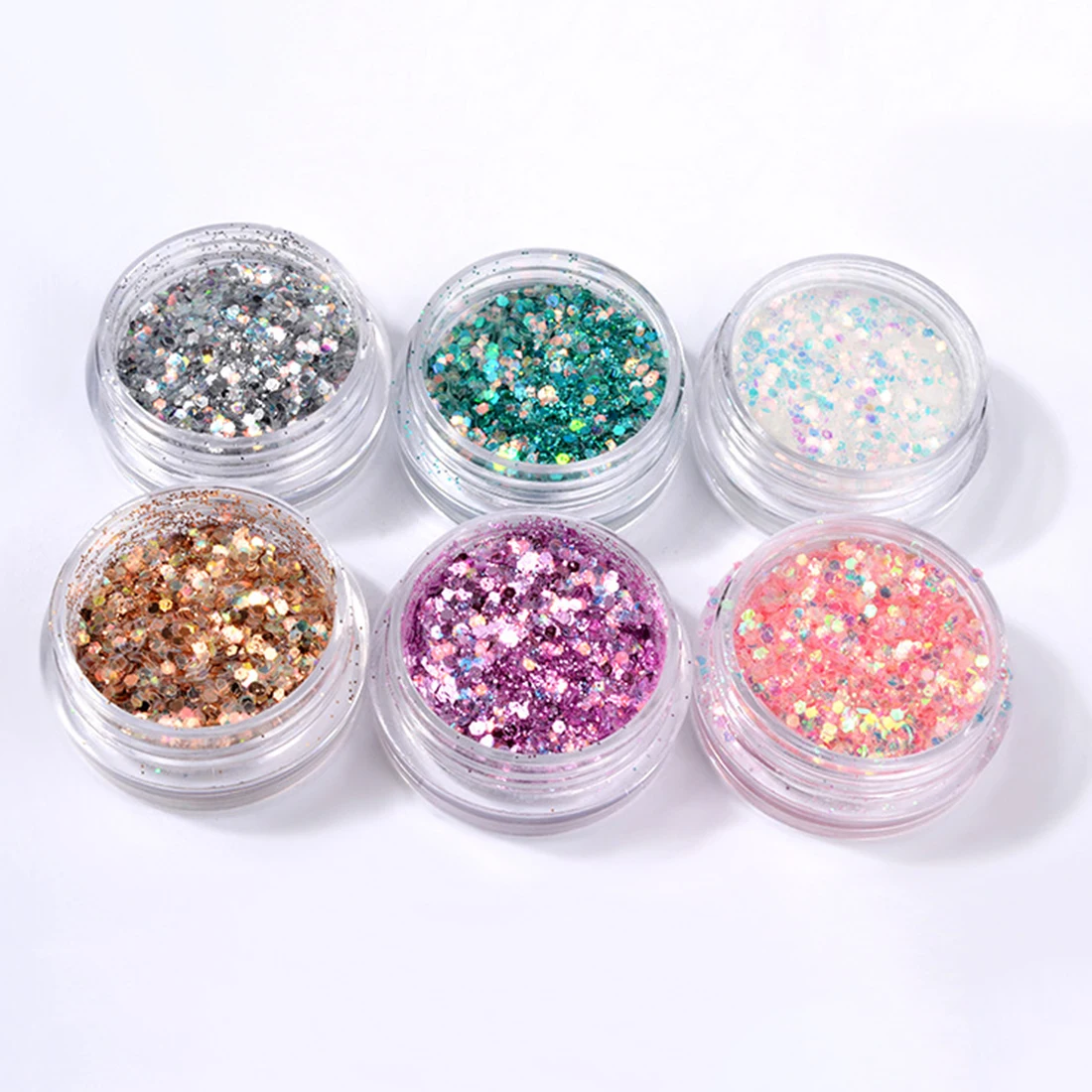 

3D DIY Charm Dust Shinning Sequins Colorful Nail Flakes Nail Art Decorations 6 boxes/set Laser Mixed Nail Glitter Powder