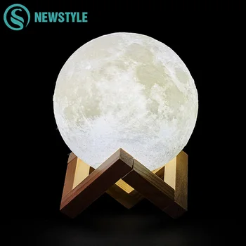 

Creative 3D Print Moon Lamp Rechargeable Night Light LED 2 Colors Change Touch Switch for Christmas Decoration Children Gift