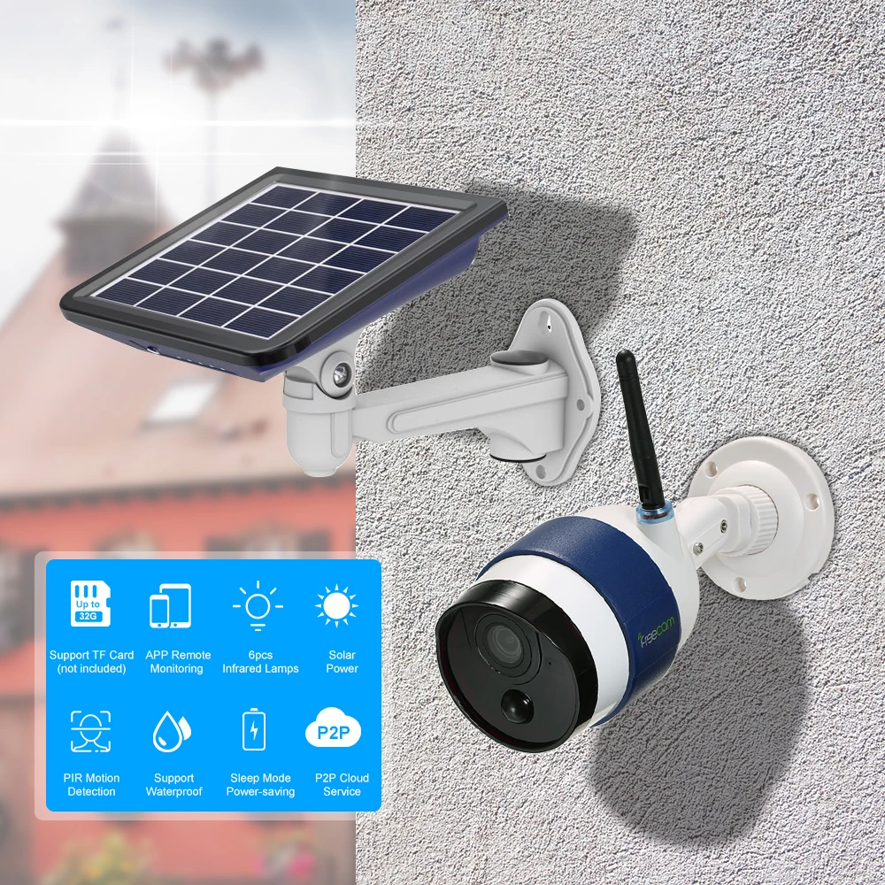 Беспроводная IP камера HD 720P Wi Fi на солнечной батарее с поддержкой облачное