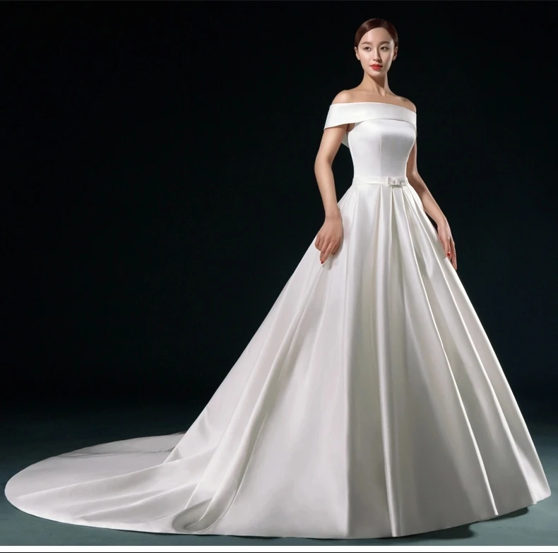vestido de noiva cetim ombro a ombro