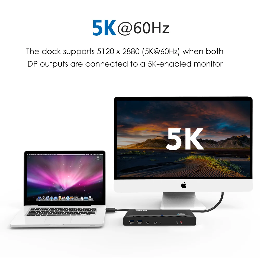 Универсальная док станция Wavlink 4K с двумя гигабитными Ethernet портами USB 3 0 5K HDMI DP