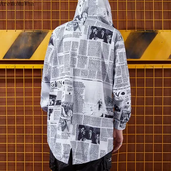 

AreMoMuWha Autumn Split Split Tuxedo Long Hooded Windbreaker European and American Tide Men's Jacket Newspaper Jacket Long Coat