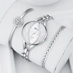 Для женщин часы нержавеющая сталь браслет Аналоговые Кварцевые Круглый наручные часы Reloj Mujer Acero Inoxidable Rosa Montres Femme