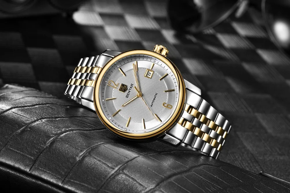 BENYAR 2020 New Fashion Top Luxury Brand Leather Watch Automatic Men Wristwatch Men Mechanical Steel Watches Relogio Masculino