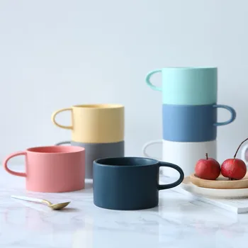 

ANTOWALL Nordic Style Macaron Color Matt Mug Ceramic Scrub Coffee Mug Tea Water Cup Breakfast Milk Juice Mug
