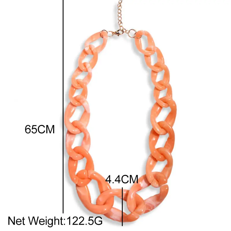 JUST FEEL New Resin Link Chain Necklaces For Women Leopard Geometric Pendant Acetate Choker Necklace Wedding Party Jewelry