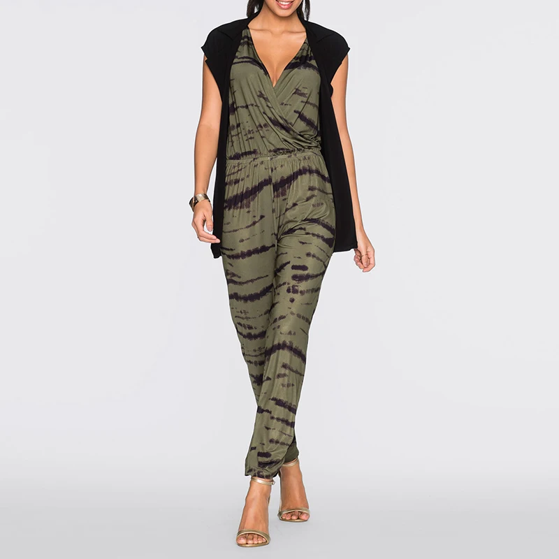 New Women Sleeveless Printed Jumpsuit Ladies Casual Party V Neck Playsuit Romper