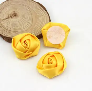 

50Pcs/Lot 3.5cm Satin Ribbon Silk Rose flower Wedding flower bride bouquet boutonniere Headware Kids Hair Christmas Accessories