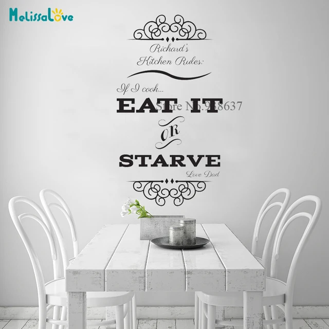 Special Price Eat It Or Starve Quote Kitchen Rules Decal Family Sticker Dining Room Restauran Decor Removable Vinyl Decoration Wallpaper B903 Special Price Eat It Or Starve Quote Kitchen Rules Decal Family Sticker Dining Room Restauran Decor Removable Vinyl Decoration Wallpaper B903