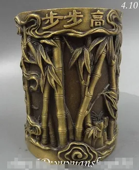 

YM 308 Marked ChinaLitera Collect Bamboo Up Statue Brush Pot Barrel Pencil Vase