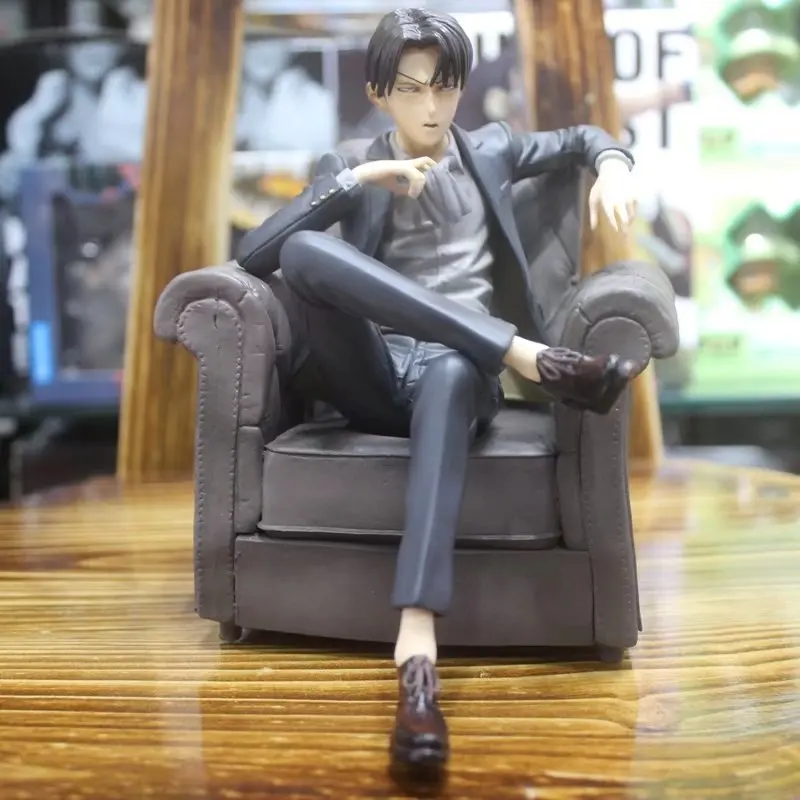 

Anime Attack on Titan Character Levi Ackerman Heichov with Sofa Sitting Version Action Figure Model Toys