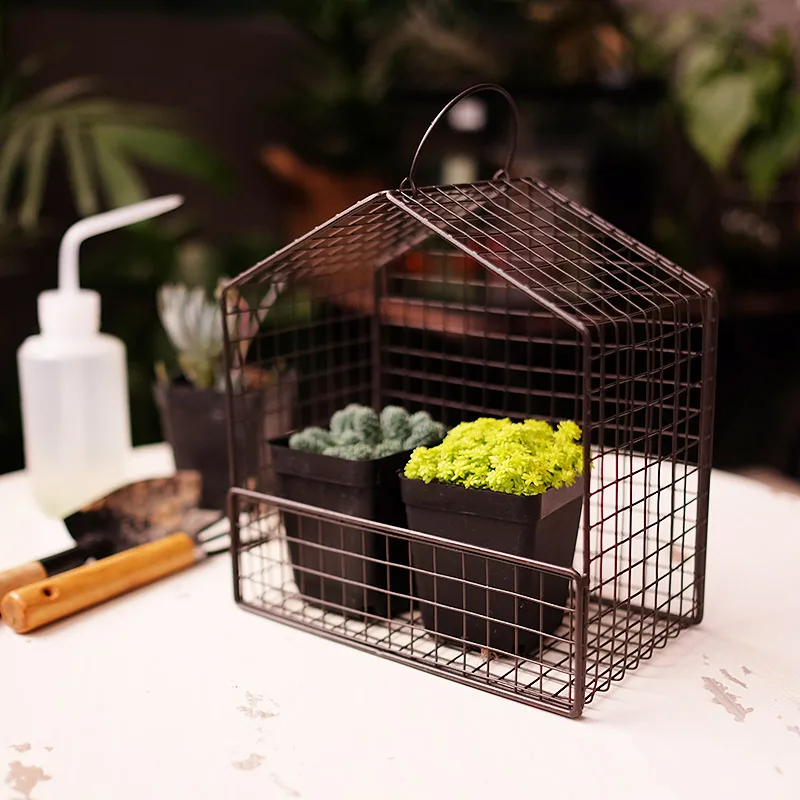 vintage rustic iron house cage cone flower storage basket multifunction plant succulent pot home garden decoration - Cheap Rustic Decor vintage rustic iron house cage cone flower storage basket multifunction plant succulent pot home garden decoration - Cheap Rustic Decor