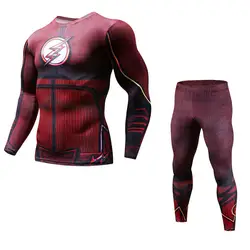2018 Новый Marvel Avengers3 сжатия рубашка Фитнес Лосины для занятий спортом quick dry с длинным рукавом летние Для мужчин Топы Одежда