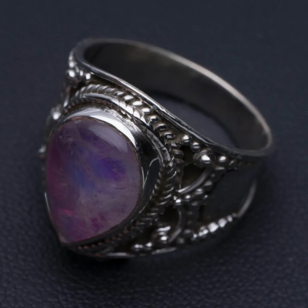 

Natural Dyed Moonstone Unique Design 925 Sterling Silver Ring US Size 8 P1162