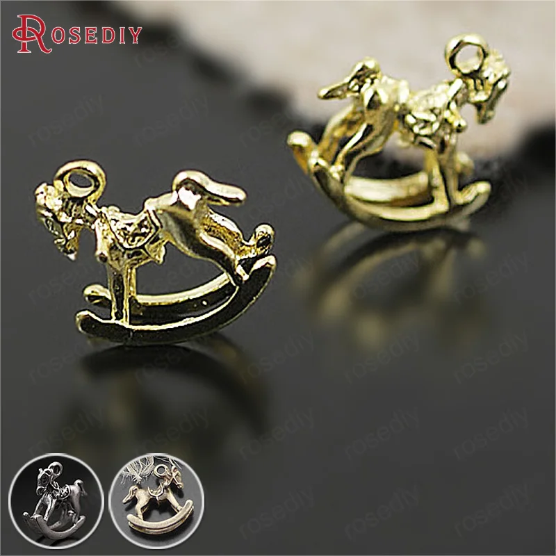

(25758)30PCS 15x15MM Gold Color Zinc Alloy Rocking Horse Charms Pendants Diy Jewelry Findings Accessories Wholesale