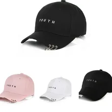 Унисекс молодежи письмо вышивка печатных Твердые крышки для мужчин женщин металлическое кольцо хип хоп Бейсбол кепки хлопок Snapback Hat