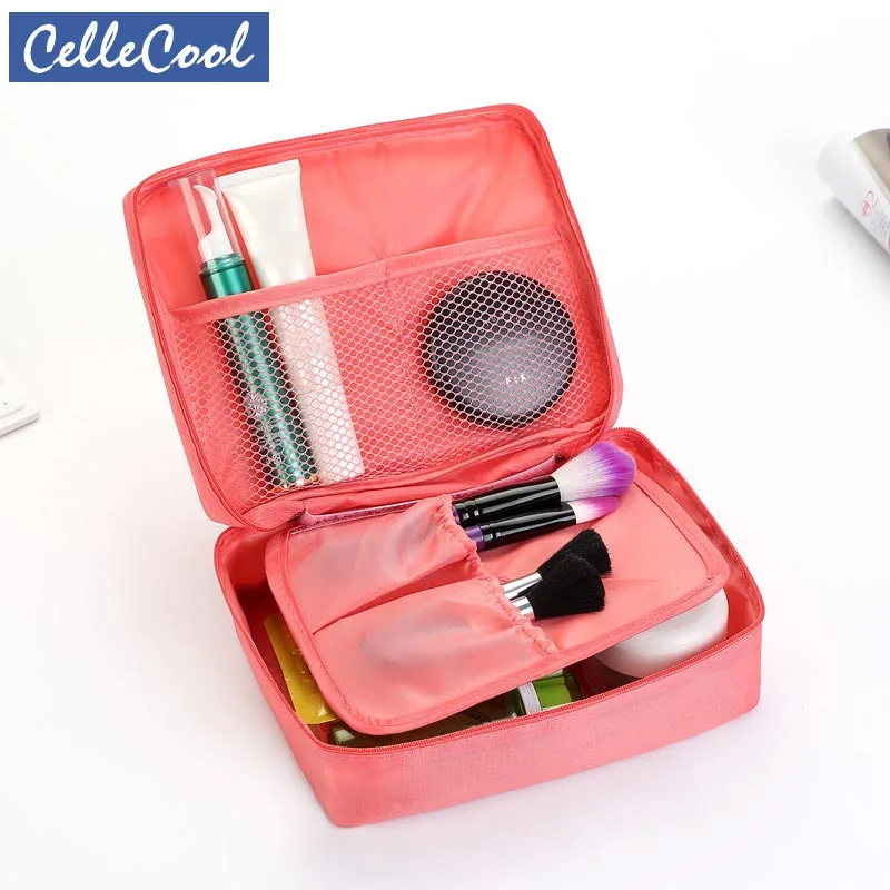 CelleCool однотонная косметичка женские сумки для макияжа органайзер туалетных