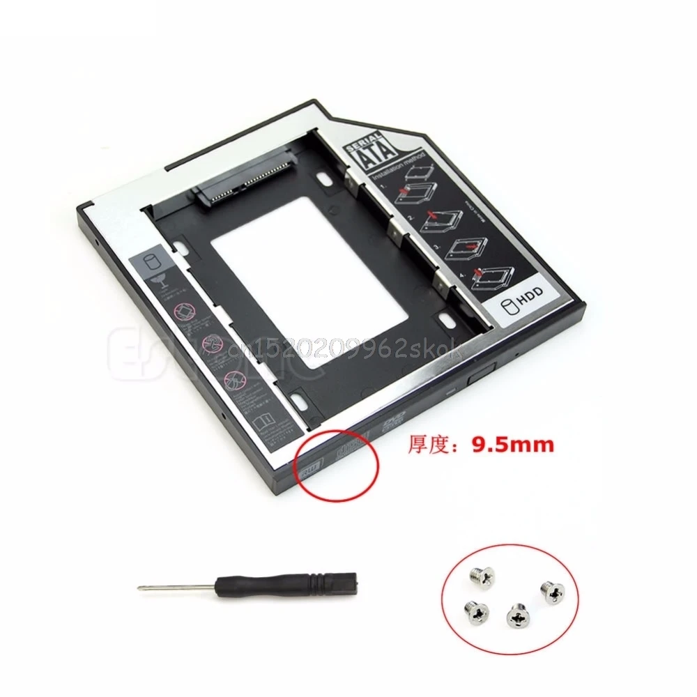 

Universal 9.5mm SATA 2nd HDD SSD Hard Drive Caddy For CD DVD-ROM Optical Bay J26 19 dropship