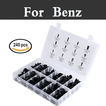 

240pcs Car Interior Assortment Rivet Trim Clip Black Rivets For Benz Amg A B E C S Glass Cla Gla Cls Gle Glc A45 C63s