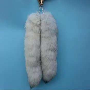 

actual fur pendant bag accessory genuine Blue Fox fur tail keychain