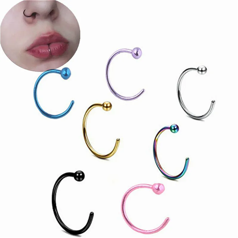 

Women Stainless Steel Nostril Nose Hoop Stud Ring Clip On Nose Body Jewelry Fake Piercing Jewelry gift
